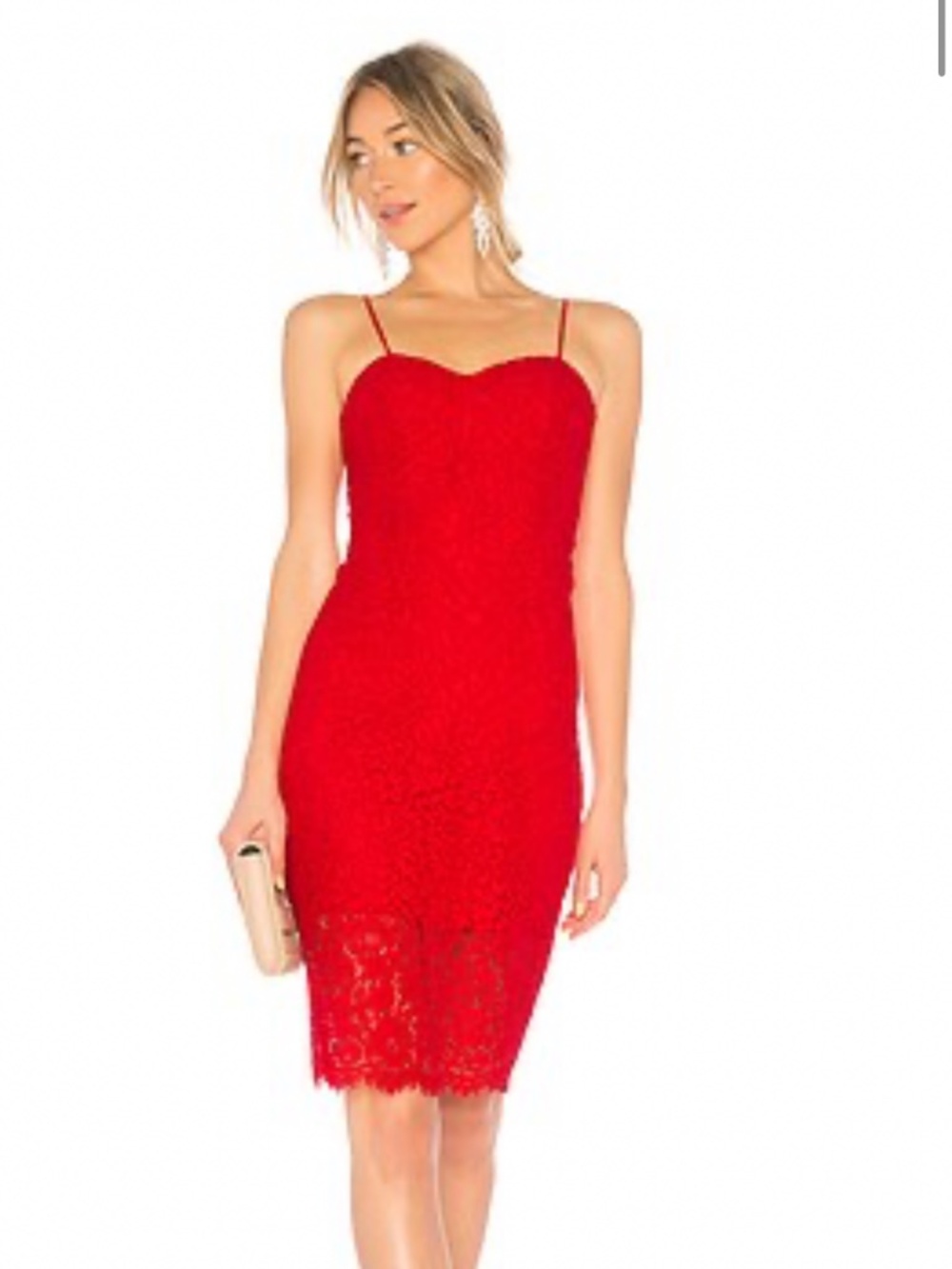 Bardot Pierre Lace Dress in Lava
